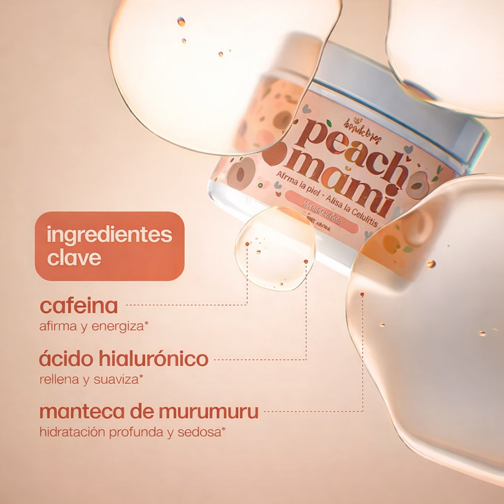Peach Mami - IMPORTADO USA🍑 Amatemas Crema reafirmante, Crema hidratante para tensar la piel flácida y loción anticelulítica para piernas, muslos, caderas.
