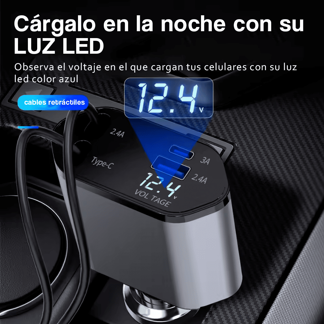 CARGADOR 4 EN 1 PARA AUTO - 120 WATTS