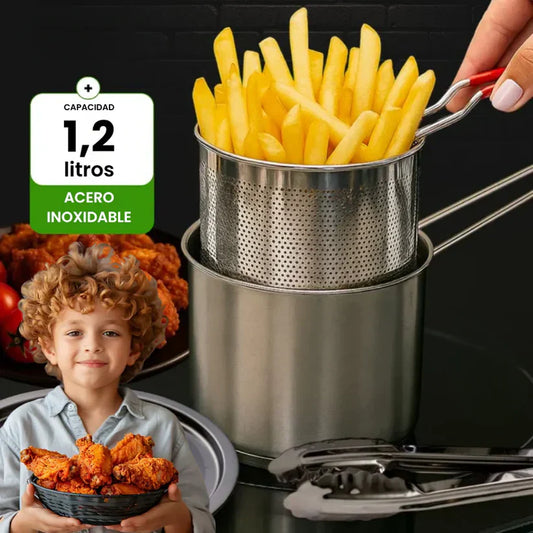 Olla freidora de 1,2L en acero inoxidable 304 alemán, compatible con cocinas de vitrocerámica e inducción + Envío gratis + obsequio gratis