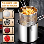 Olla freidora de 1,2L en acero inoxidable 304 alemán, compatible con cocinas de vitrocerámica e inducción + Envío gratis + obsequio gratis