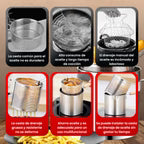 Olla freidora de 1,2L en acero inoxidable 304 alemán, compatible con cocinas de vitrocerámica e inducción + Envío gratis + obsequio gratis