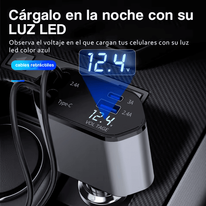 CARGADOR 4 EN 1 PARA AUTO - 120 WATTS