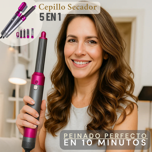 Peinado profesional en minutos, sin salir de casa Cepillo Secador 5 en 1 + ENVIO GRATIS 🎁